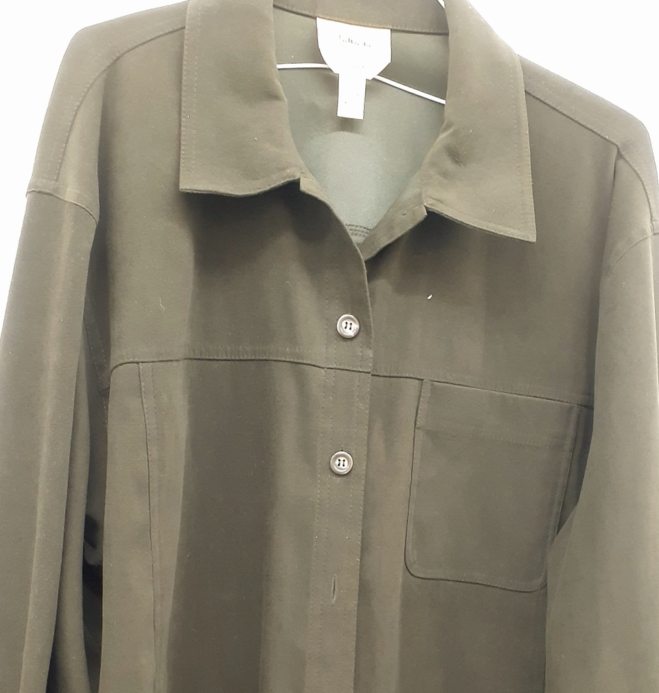 Talbots Stretch khaki Shirt Jacket sz M L